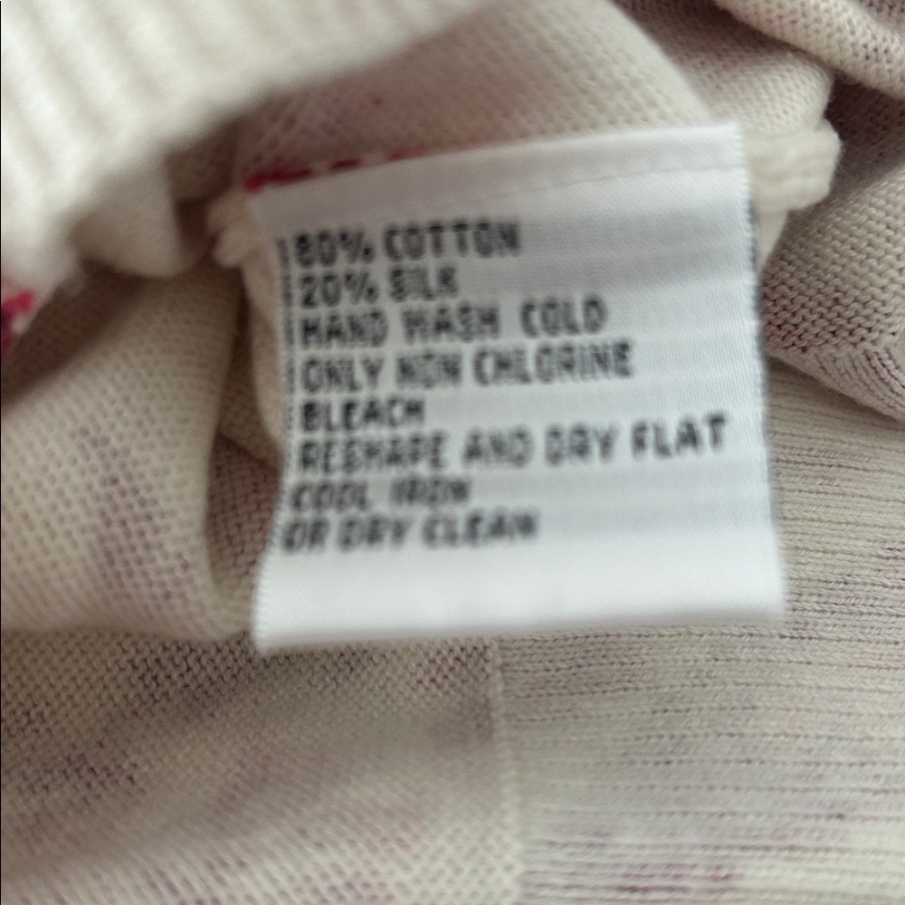 Talbots Ivory Rose Knit Top in excellent condition Cotton/Silk Long Sleeved - Picture 5 of 5